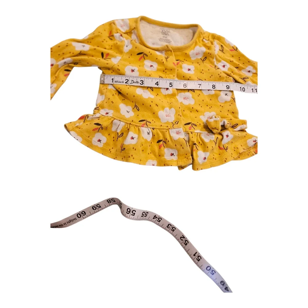 Carter's Child Size 9M Yellow Floral Long Sleeve Snap Up Shirt